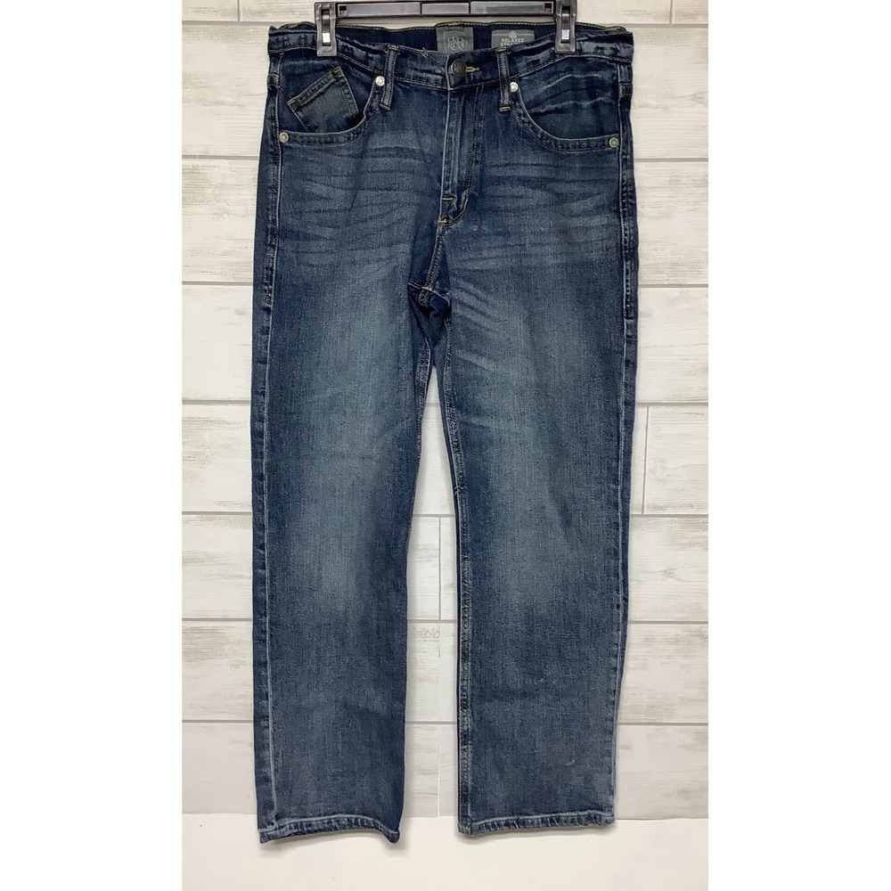Rock & Republic Mens Blue Denim Relaxed Straight Jeans Size 33x32